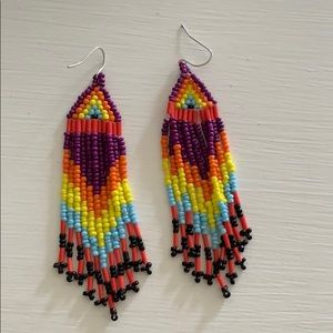 Rainbow festival style beaded earrings